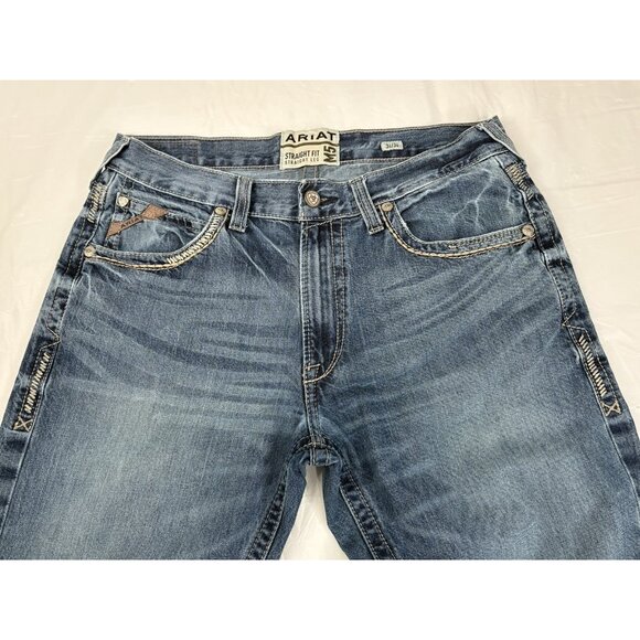 Ariat M5 Ridgeline Gambler Straight Leg Fit Low Rise Jeans Men’s 34x31 Denim - Picture 4 of 16